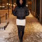 Short Bomber Puffer Jacket with Faux Fur Hood