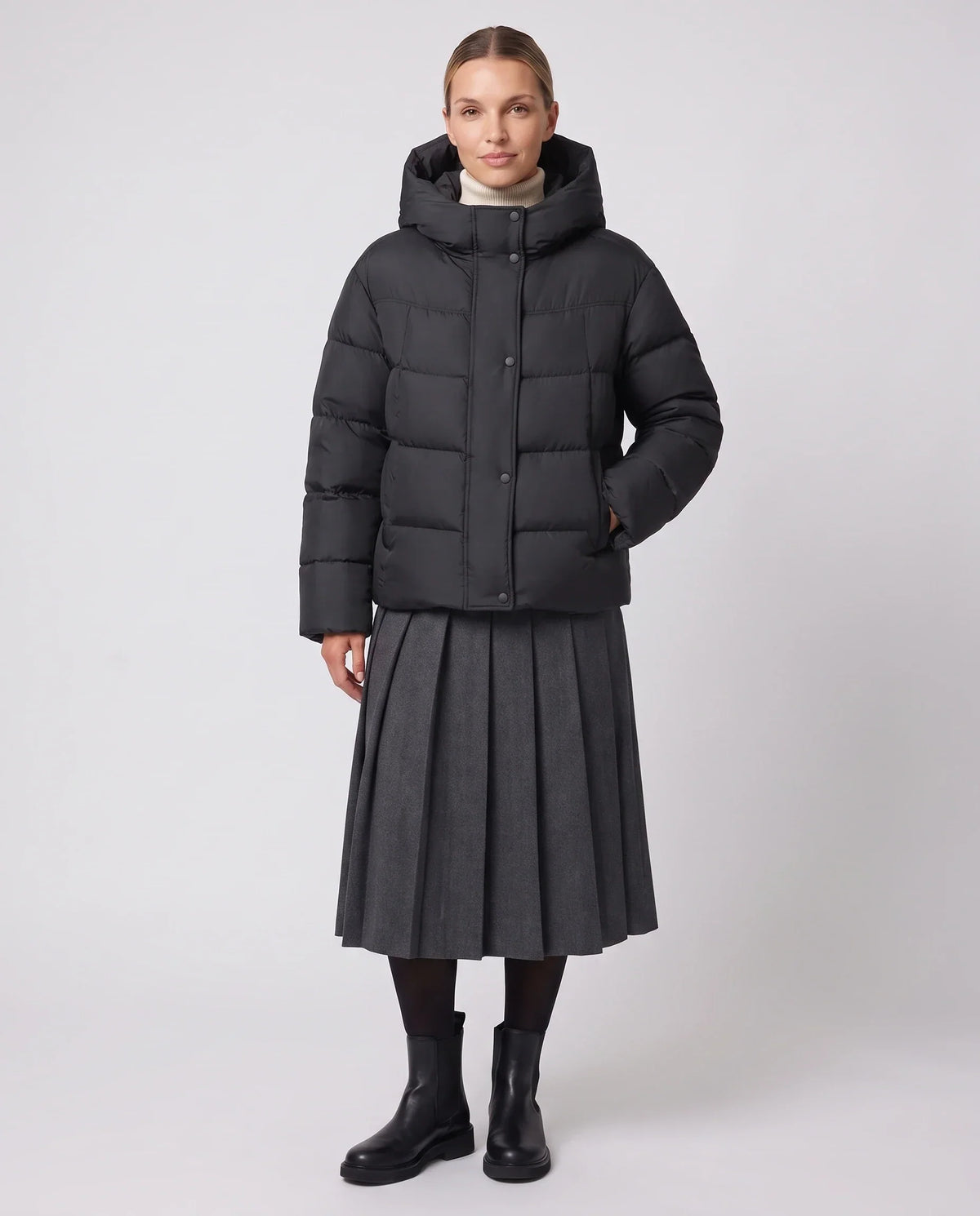 Short Oversized Puffer Jacket with Large Hood