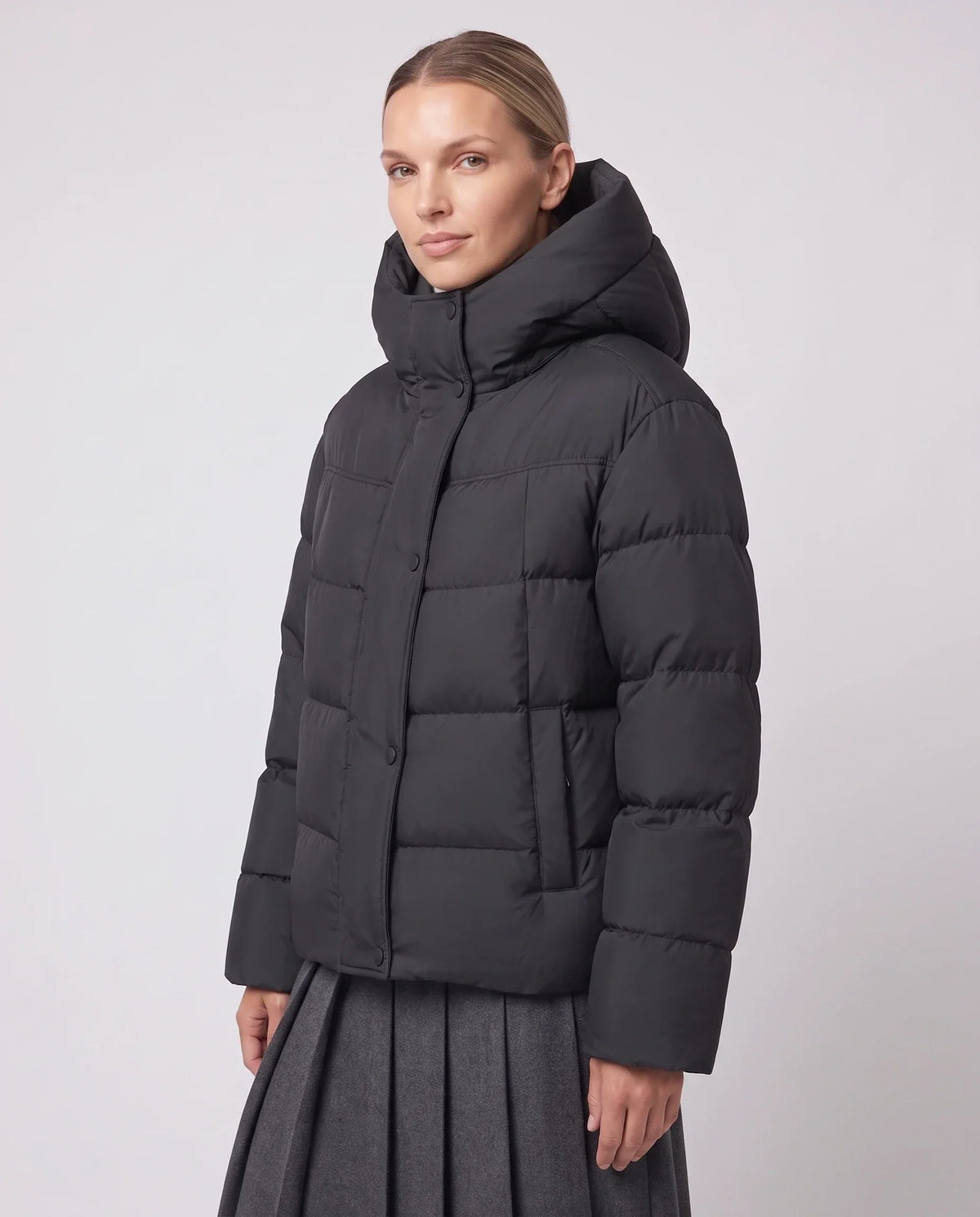 Short Oversized Puffer Jacket with Large Hood
