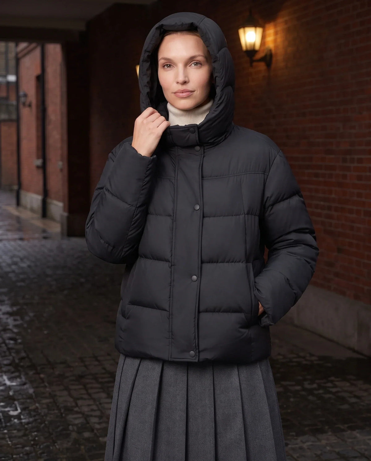 Short Oversized Puffer Jacket with Large Hood