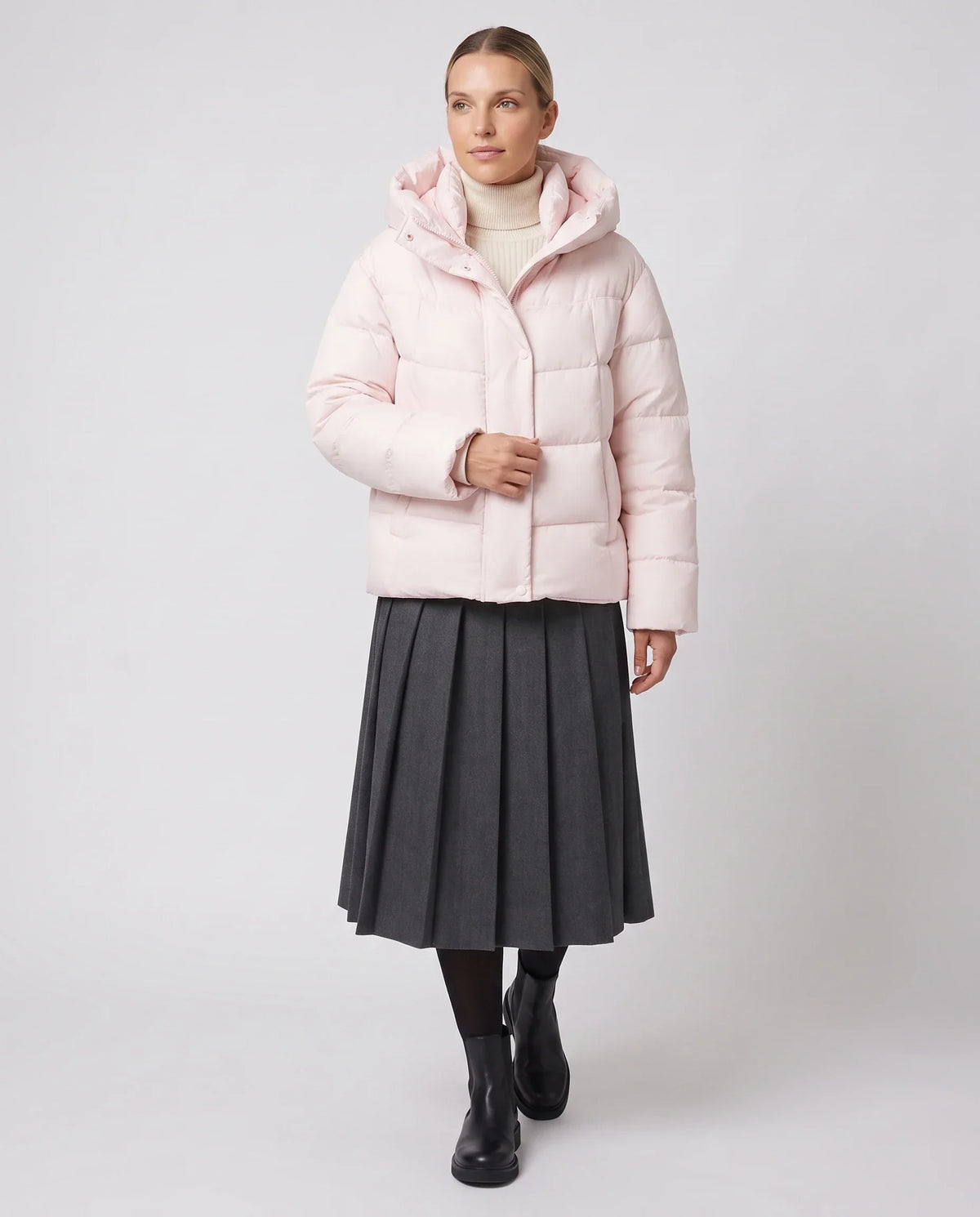 Short Oversized Puffer Jacket with Large Hood