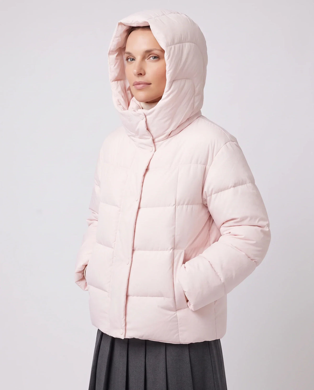 Short Oversized Puffer Jacket with Large Hood