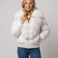 Short Puffer Jacket with Wide Faux Fur Collar