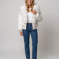 Short Puffer Jacket with Wide Faux Fur Collar
