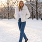 Short Puffer Jacket with Wide Faux Fur Collar