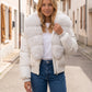 Short Puffer Jacket with Wide Faux Fur Collar