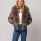 Short Puffer Jacket with Wide Faux Fur Collar