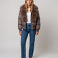 Short Puffer Jacket with Wide Faux Fur Collar