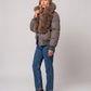 Short Puffer Jacket with Wide Faux Fur Collar