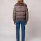 Short Puffer Jacket with Wide Faux Fur Collar