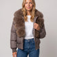 Short Puffer Jacket with Wide Faux Fur Collar