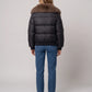Short Puffer Jacket with Wide Faux Fur Collar