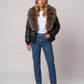 Short Puffer Jacket with Wide Faux Fur Collar
