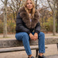 Short Puffer Jacket with Wide Faux Fur Collar