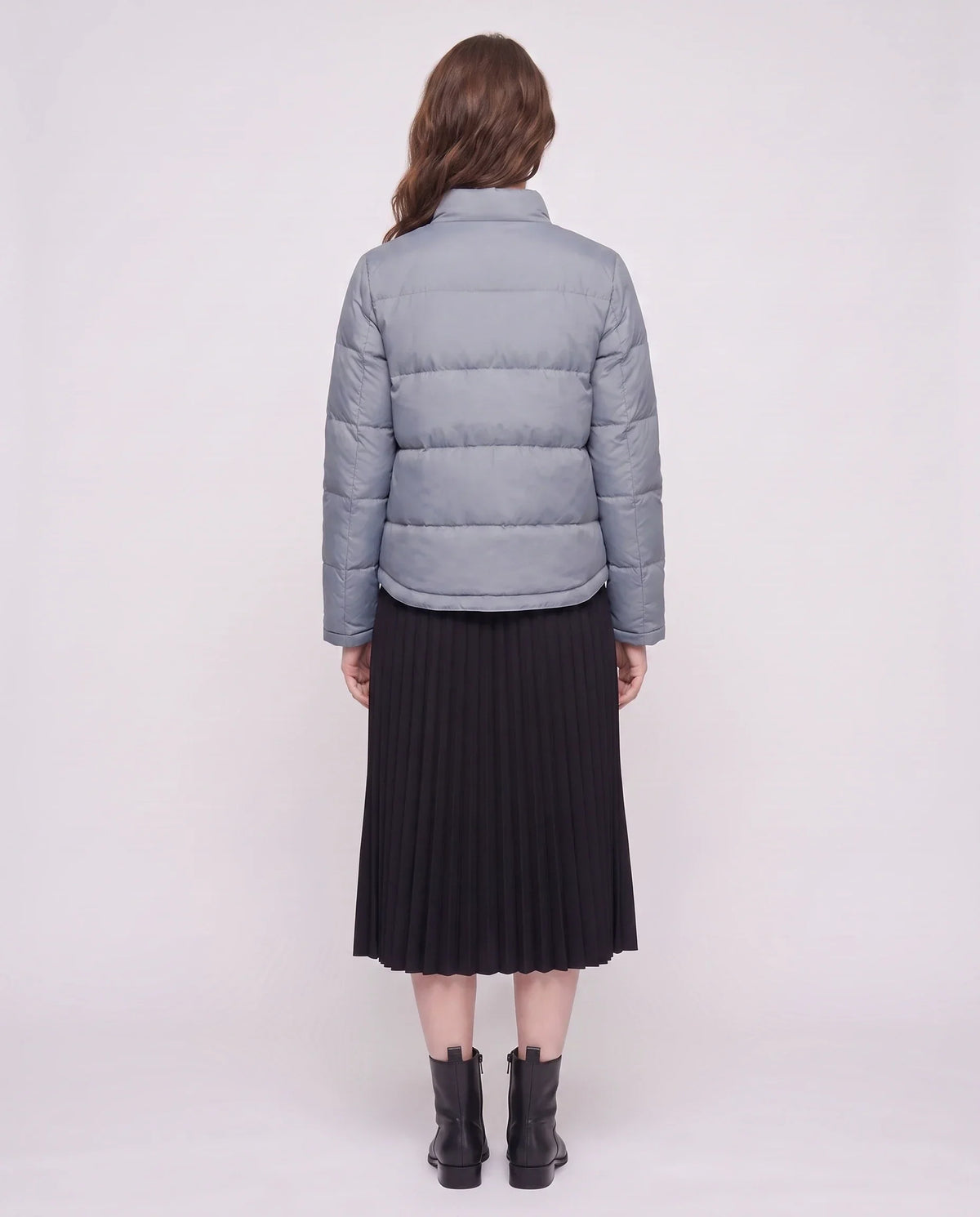 Short Lightweight Puffer Jacket with Brass Poppers