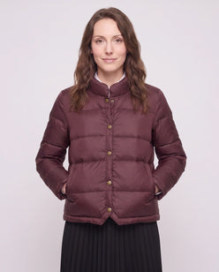 Short Lightweight Puffer Jacket with Brass Poppers
