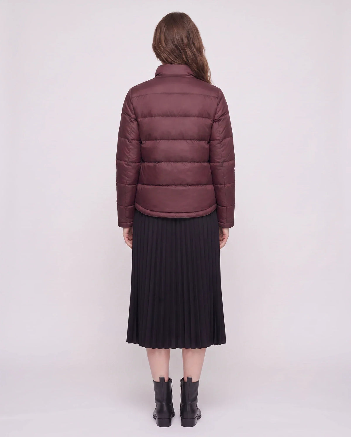 Short Lightweight Puffer Jacket with Brass Poppers