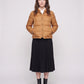 Short Lightweight Puffer Jacket with Brass Poppers