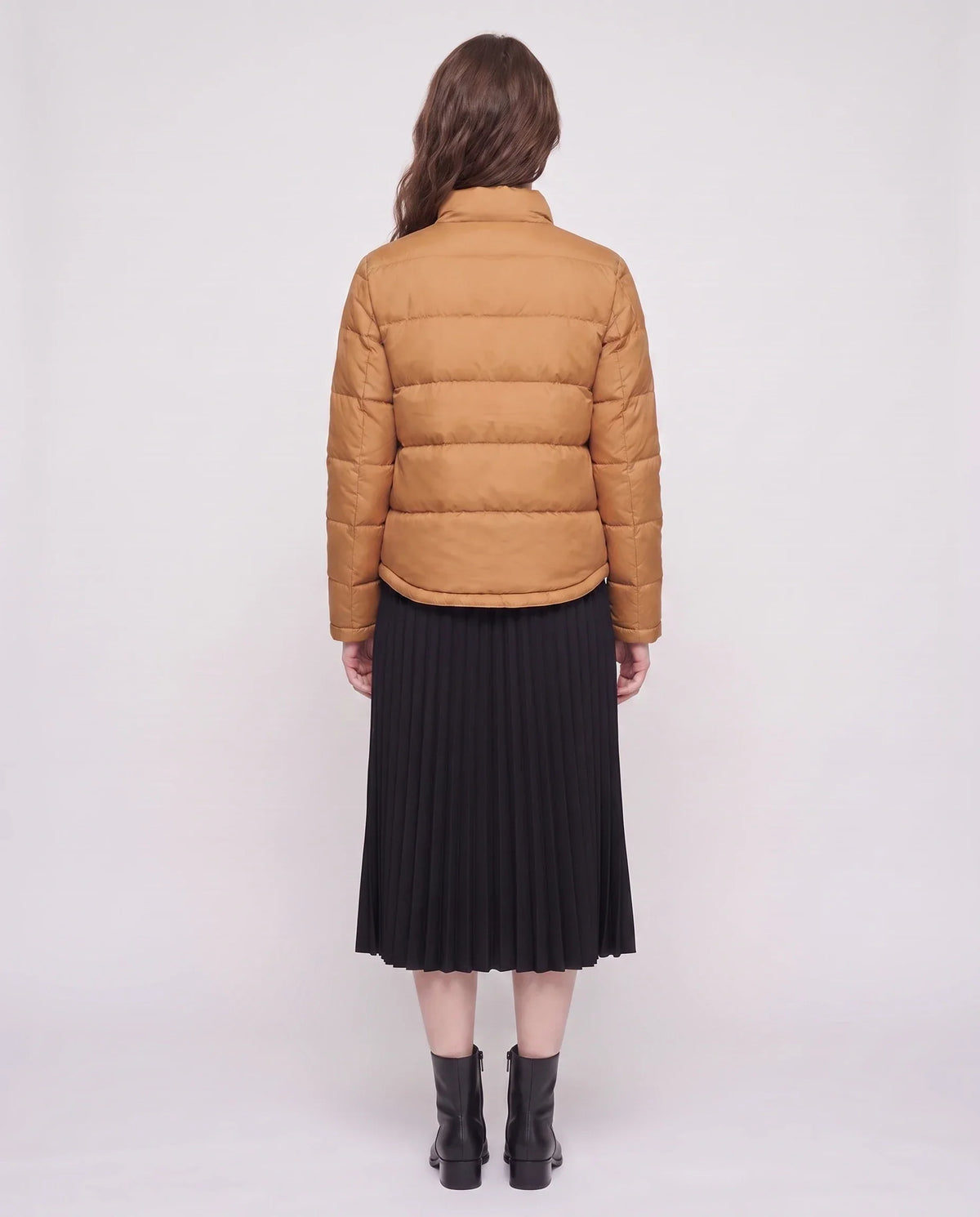 Short Lightweight Puffer Jacket with Brass Poppers