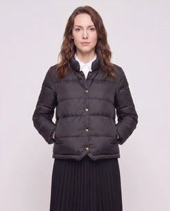 Short Lightweight Puffer Jacket with Brass Poppers