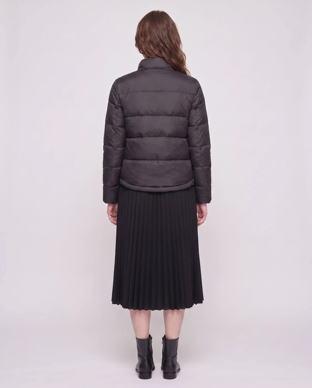 Short Lightweight Puffer Jacket with Brass Poppers