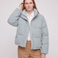 Short Knit Puffer Jacket with Funnel Collar