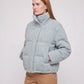Short Knit Puffer Jacket with Funnel Collar