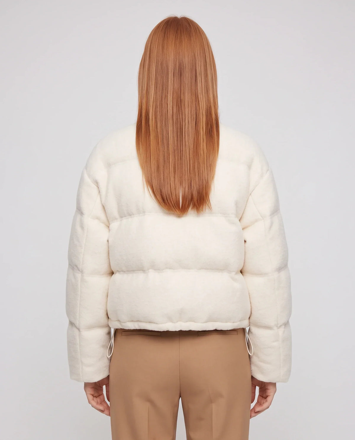 Short Knit Puffer Jacket with Funnel Collar