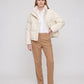 Short Knit Puffer Jacket with Funnel Collar