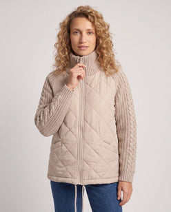 Short Quilted Jacket with Knitted Sleeves