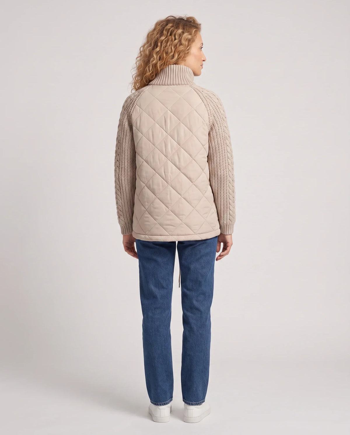 Short Quilted Jacket with Knitted Sleeves