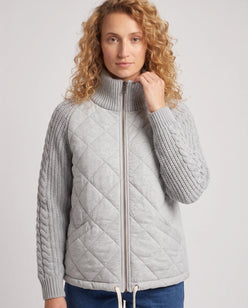 Short Quilted Jacket with Knitted Sleeves