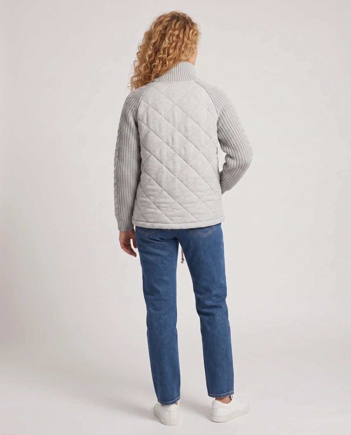 Short Quilted Jacket with Knitted Sleeves
