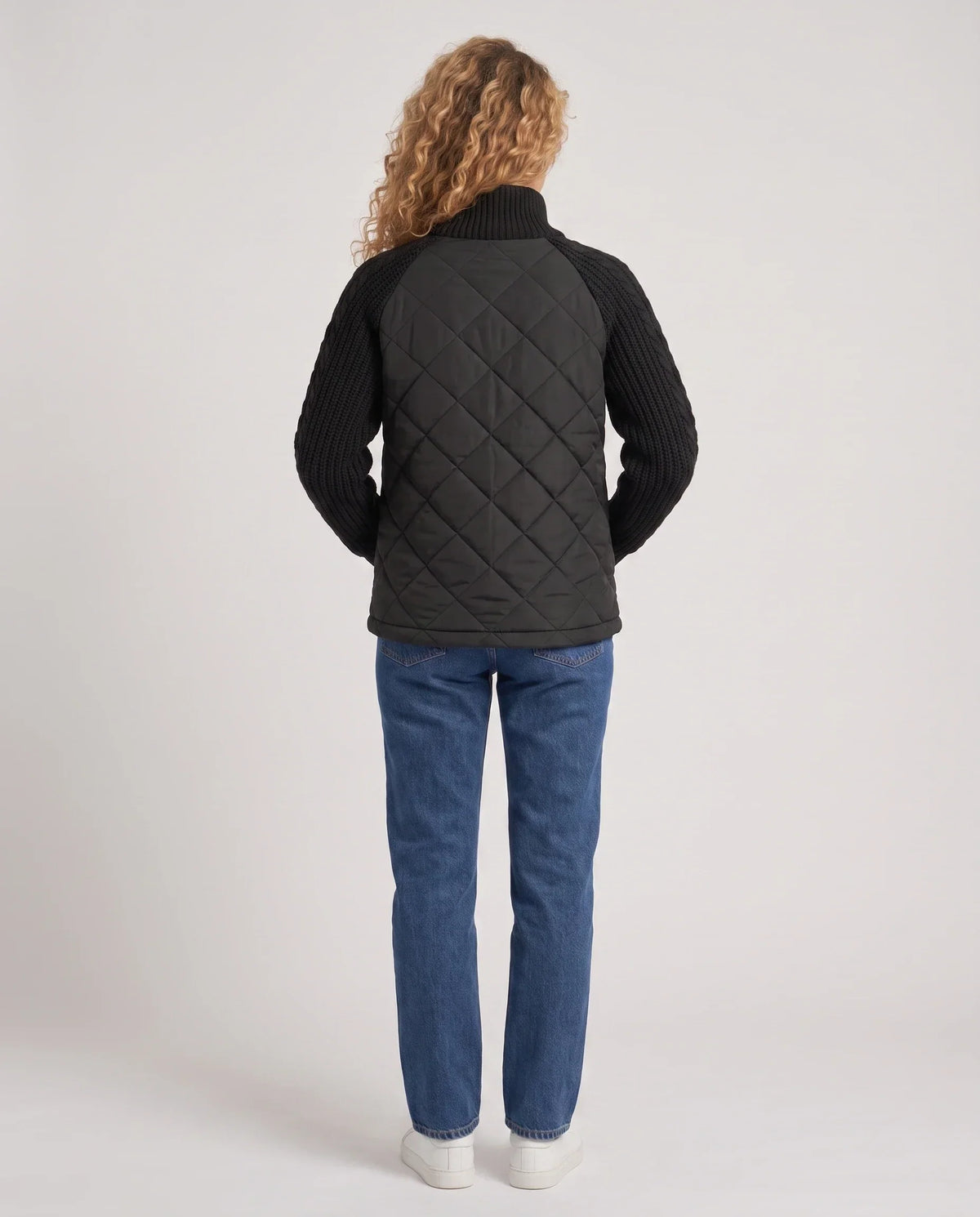 Short Quilted Jacket with Knitted Sleeves