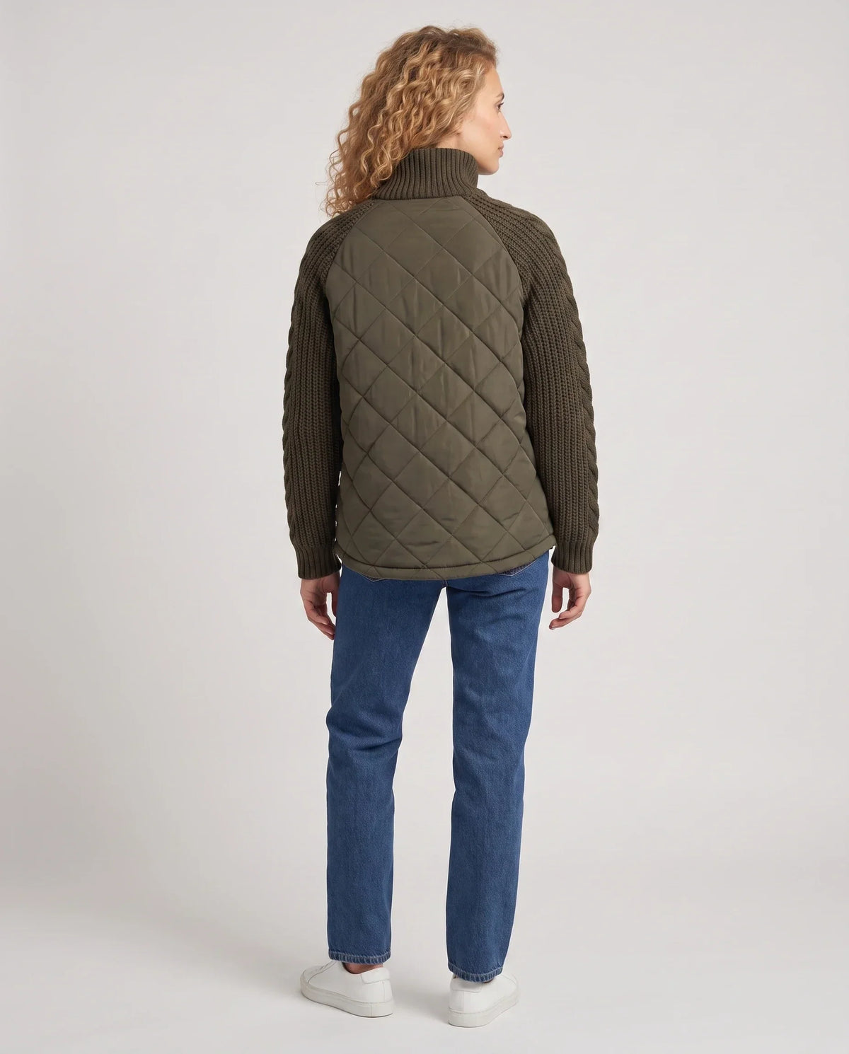 Short Quilted Jacket with Knitted Sleeves