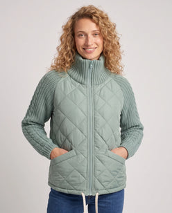Short Quilted Jacket with Knitted Sleeves