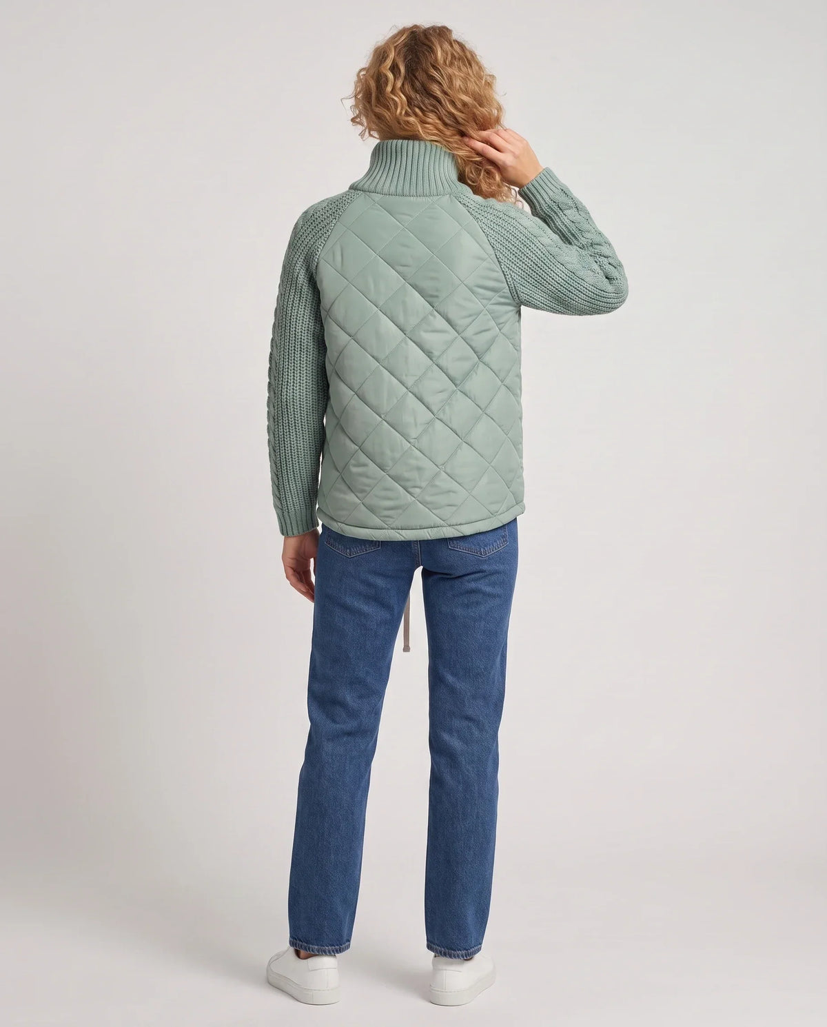 Short Quilted Jacket with Knitted Sleeves