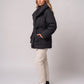 Oversized Mid-Thigh Puffer Jacket with Shawl Collar and Belt