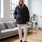 Oversized Mid-Thigh Puffer Jacket with Shawl Collar and Belt