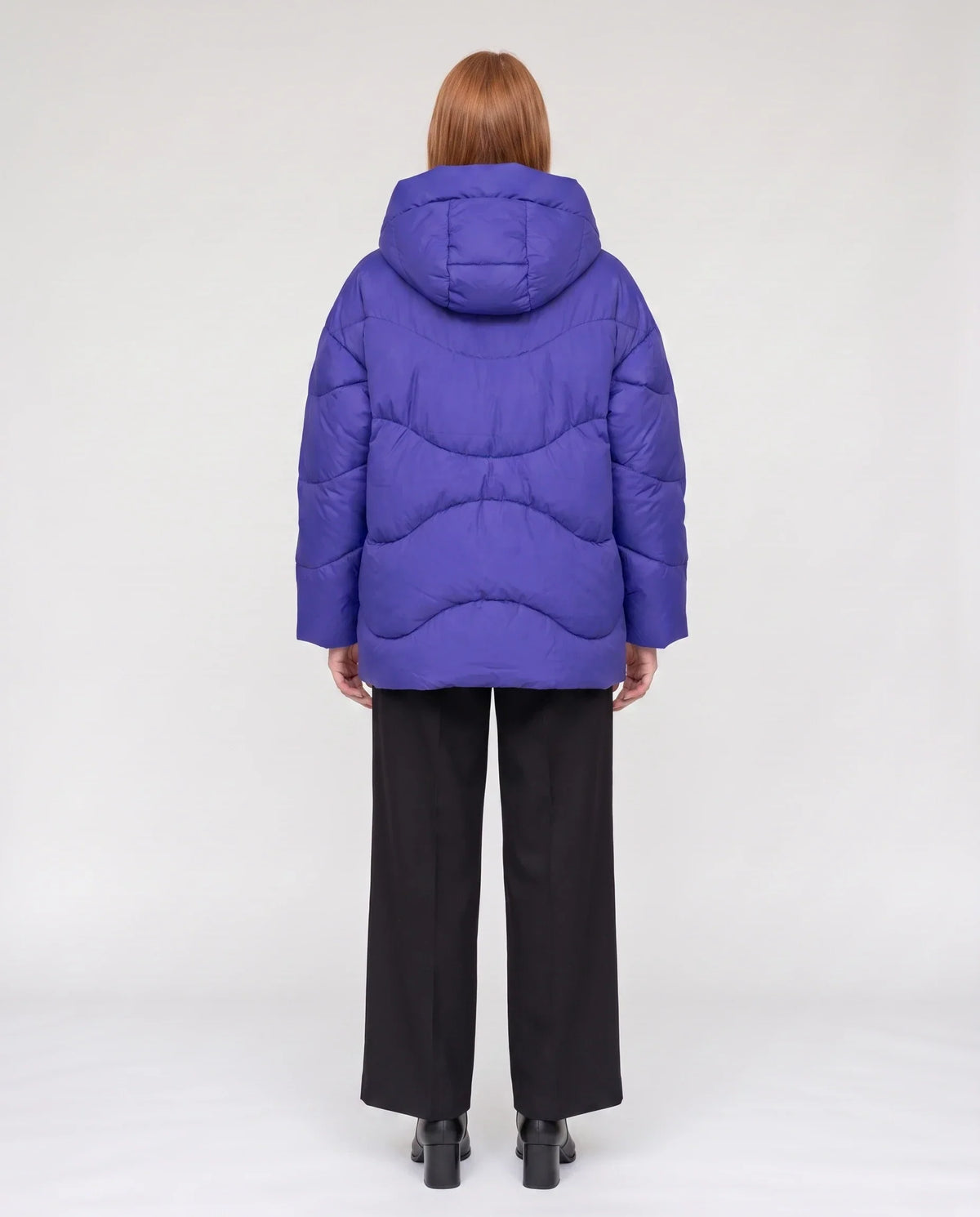 Short Oversized Hooded Puffer Jacket with Frog Fastenings