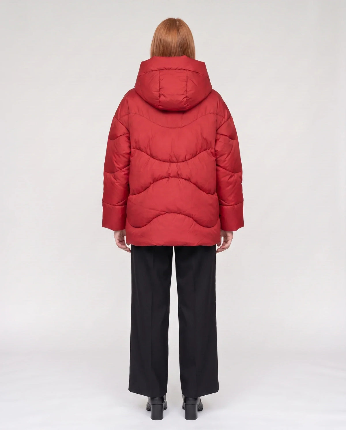 Short Oversized Hooded Puffer Jacket with Frog Fastenings