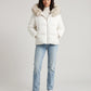 Short Oversized Puffer Jacket with Faux Fur Hood