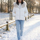 Short Oversized Puffer Jacket with Faux Fur Hood