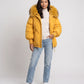 Short Oversized Puffer Jacket with Faux Fur Hood