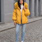 Short Oversized Puffer Jacket with Faux Fur Hood
