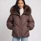 Short Oversized Puffer Jacket with Faux Fur Hood