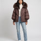 Short Oversized Puffer Jacket with Faux Fur Hood