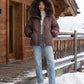 Short Oversized Puffer Jacket with Faux Fur Hood