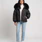 Short Oversized Puffer Jacket with Faux Fur Hood