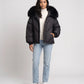Short Oversized Puffer Jacket with Faux Fur Hood